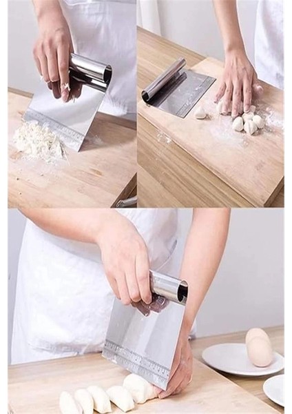 Paslanmaz Çelik Hamur Kesme ve Kazıyıcı Spatula Ölçü Çizgili Pasta Kek Kesici Aparat indirimleri