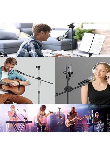 180CM Maksimum Uzunluk Mikrofon Standı Multi Fonksiyonel 2in1 Microphone Katlanabilir