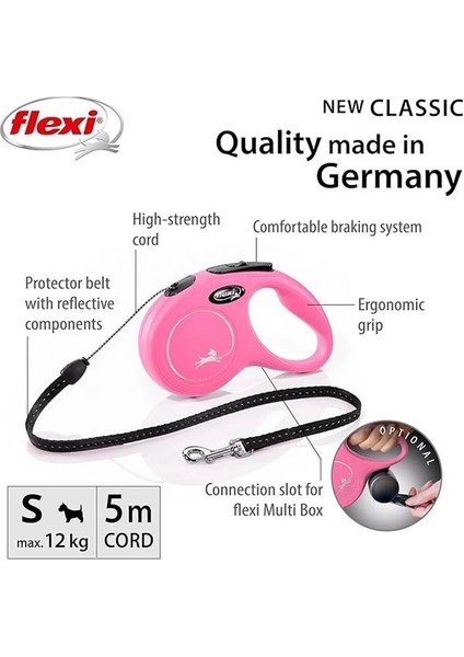 Flexi New Classic S Beden Pembe 5mt Ipli Tasma modelleri