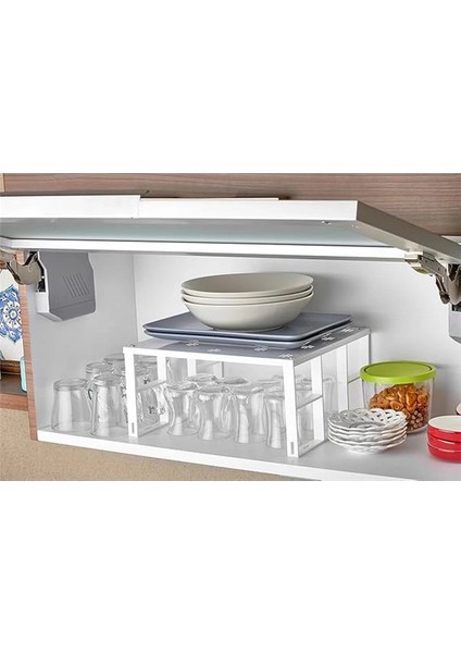 Dolap Içi Raf Düzenleyici - Beyaz Metal Dolap Içi Raf, Gıda Kiler Organizasyon ve