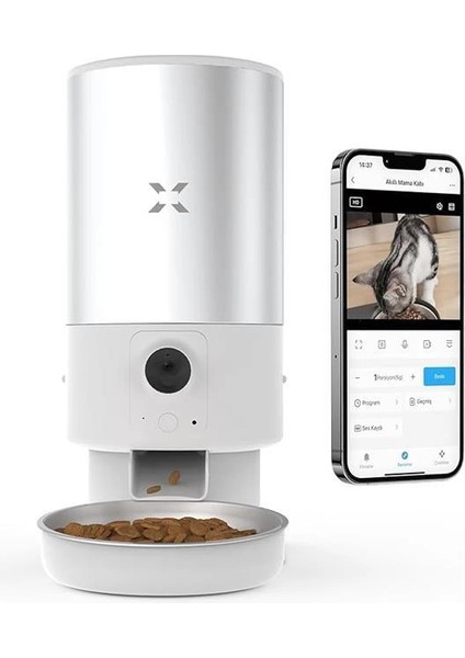 Akıllı Otomatik Kedi Mama Kabı Mobil Uygulama ile Uzaktan Kontrol Edilebilen Sesli