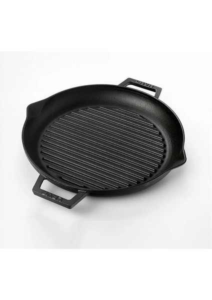 Döküm Yuvarlak Izgara Tava, Metal Kulplu, 26CM, Siyah modelleri