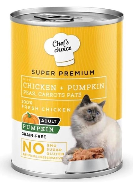 Chef's Choice Tavuklu ve Balkabağı Ezmeli Yetişkin Kedi Yaş Maması, 400 G x 12 Adet