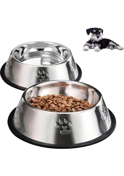 Paslanmaz Çelik Kedi ve Köpek Mama Kabı - Kaymaz Tabanlı, Dayanıklı Besleme Tası (16 Cm) indirimleri