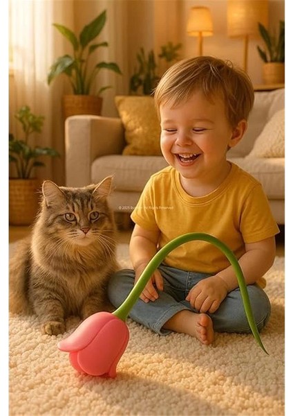 Akıllı Interaktif Kedi Oyuncağı, Lale Şeklinde USB Şarjlı Otomatik Hareket Eden Silikon fırsatları