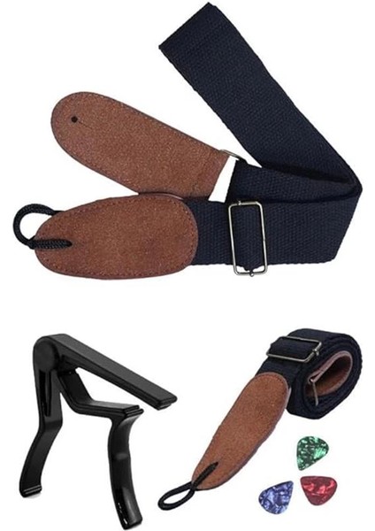 HG21C Siyah Renk Gitar Omuz Askısı Metal Siyah Capo Pena Paketi fiyatları