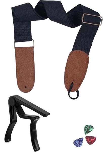 HG21C Siyah Renk Gitar Omuz Askısı Metal Siyah Capo Pena Paketi modelleri