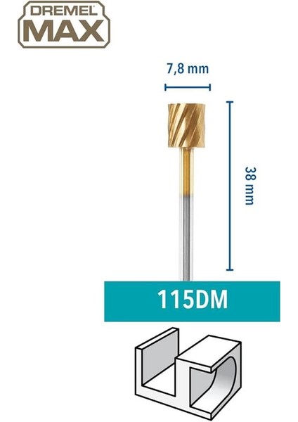 115DM Max Yüksek Performanslı Silindirik Şekilli Oyma Ucu, 7,9 Mm, 2'li fiyatları