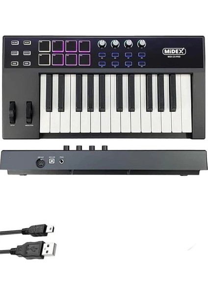 Midi-25 Pro Midi Klavye 25 Tuşlu Midi Keyboard 8 Pad