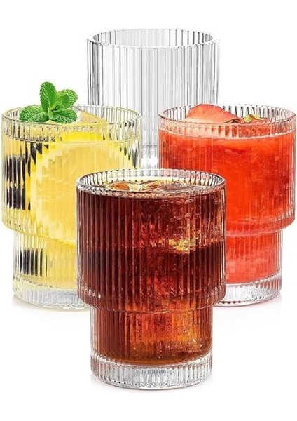 Origami Isıya Dayanıklı Çizgili Desenli Cam Bardak Kahve Çay Sunum Bardağı fırsatları