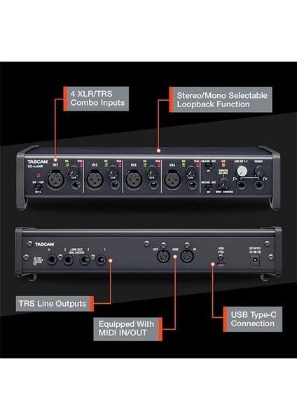 US-4X4HR 192 Khz Yüksek Çözünürlüklü USB Ses Kartı 4 Giriş 4 Çıkış modelleri