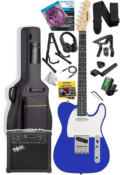 TLX-50BL-25AMP Tele Kasa Maple Klavye 2 Single-Coil 25W Amfili Elektro Gitar