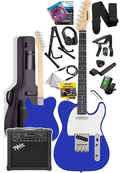 TLX-50BL-25AMP Tele Kasa Maple Klavye 2 Single-Coil 25W Amfili Elektro Gitar fiyatları