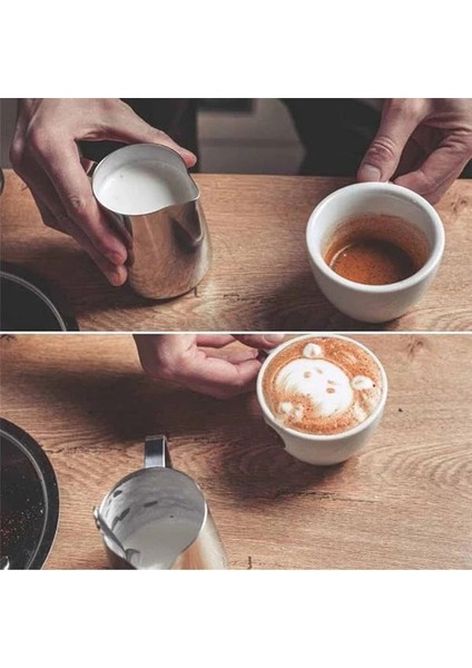 SS304 Paslanmaz Çelik Süt ve Kahve Potu, Pitcher Sütlük, Süt Köpürtücü, Köpürtme Kabı, 350 ml modelleri
