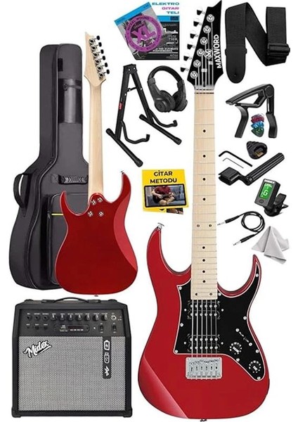 DE-150RD-50AMP Maple Klavye Hh Yüksek Kaliteli 50W Amfili Elektro Gitar Seti fiyatları