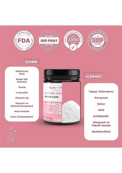 Kitten Care Milk Replacer, Anne Sütü Destekli Yavru ve Hamile Kedi Süt Tozu, 200 gr fırsatları