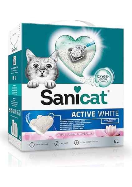 Active White Lotus Çiçeği Topaklanan Kedi Kumu 6l