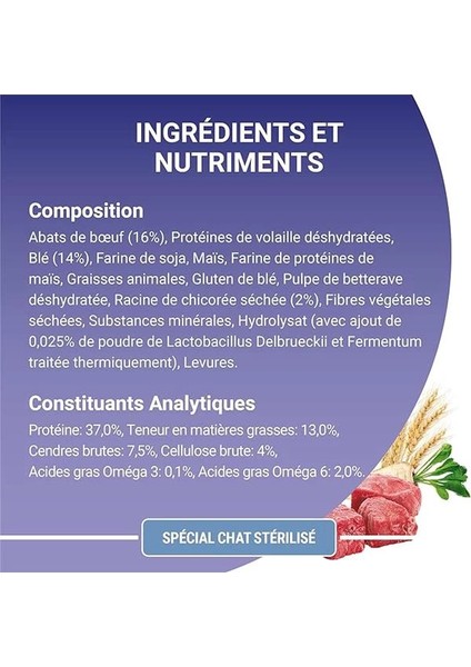 Kısırlaştırılmış Kediler Için Sığır Etli Kuru Kedi Maması 9,75 kg