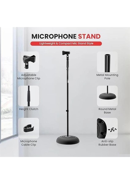 Evrensel Kompakt Tabanlı Mikrofon Standı - 2,8 Ila 5 Ft Yüksekliği Ayarlanabilir Ağır Hizmet fiyatları