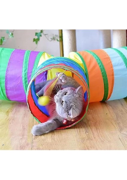 Gökkuşağı Renkli Katlanır Kedi ve Köpek Oyun Tüneli, Uzun Eğlenceli Evcil Hayvan Oyuncak fiyatları