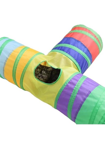 Gökkuşağı Renkli Katlanır Kedi ve Köpek Oyun Tüneli, Uzun Eğlenceli Evcil Hayvan Oyuncak modelleri