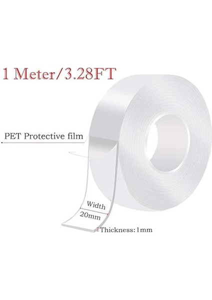 Çift Taraflı Yapışkan Bant, Ekstra Güçlü, Şeffaf, Yıkanabilir, Ince Nano Bant, Çıkarılabilir fırsatları