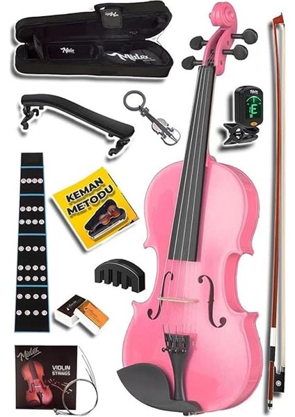 HGA34PİNK-PAK Pembe 3/4 Çocuk Kemanı Seti 10-13 Yaş (Yastık Tuner Susturucu Çanta Yay Reçine)