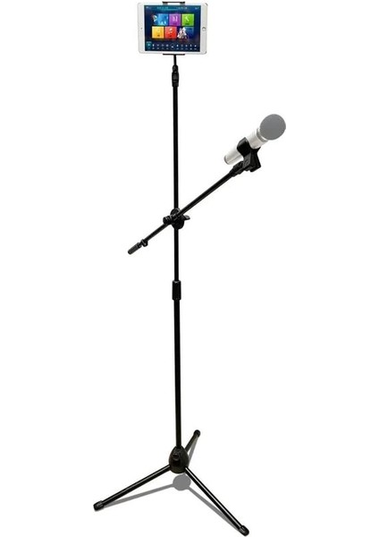 190CM Maksimum Uzunluk Mikrofon Standı Multi Fonksiyonel 2in1 Mikrofon ve Tablet Stand