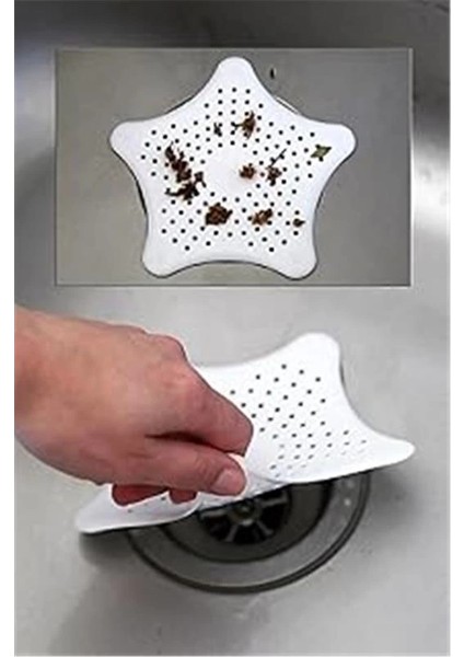 Seahome Vantuzlu Silikon Kaymaz Yıldız Lavabo ve Küvet Süzgeci Yıldız Süzgeç Beyaz Renk SEA114B