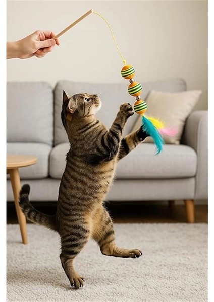 3 Toplu Renkli Kedi Oyun Oltası Zilli Interaktif Kedi Oyuncağı Eğitim ve Egzersiz Amaçlı fırsatları