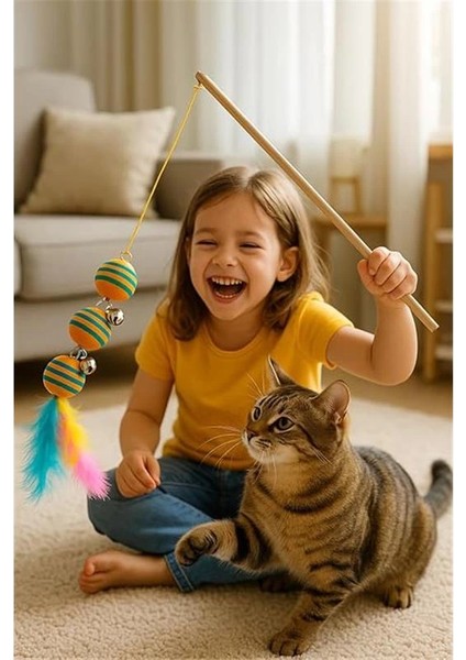 3 Toplu Renkli Kedi Oyun Oltası Zilli Interaktif Kedi Oyuncağı Eğitim ve Egzersiz Amaçlı