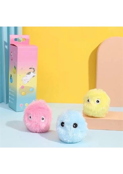 Sensörlü Peluş Kedi Oyuncağı 3 Farkı Ses Çıkaran Dokunmaya Duyarlı Eğlenceli Kedi Oyun Topu (Pembe)