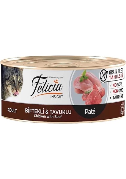 Yaş Kedi Maması, Biftekli-Tavuklu Kıyılmış, Tahılsız, 85 G