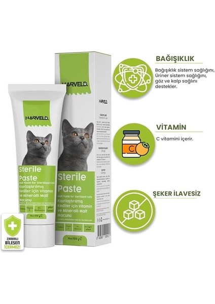 Sterile Paste Kısırlaştırılmış Kedi Bağışıklık Sağlığı Vitamin Mineral Şeker Ilavesiz Macun fiyatları
