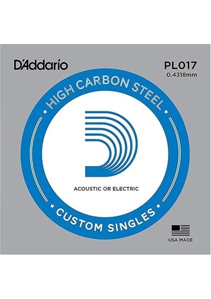D'addario PL017 Elektro ve Akustik Tek Tel, G-(Sol), Hıgh Carbon S