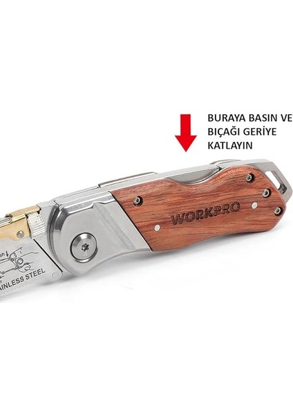 WP211014 Ağır Hizmet Paslanmaz Çelik/ahşap Gövde Katlanır Rötuş Maket Bıçağı + 10 Adet Yedek indirimleri