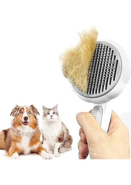 Kedi Köpek Otomatik Temizlenen Tuşlu Tüy Toplayıcı Tarak Basmalı Kedi Köpek Fırçası Evcil fiyatları