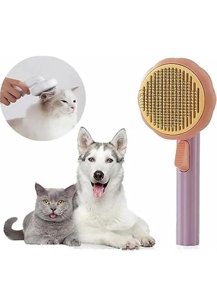Kedi Köpek Otomatik Temizlenen Tuşlu Tüy Toplayıcı Tarak Basmalı Kedi Köpek Fırçası Evcil fırsatları