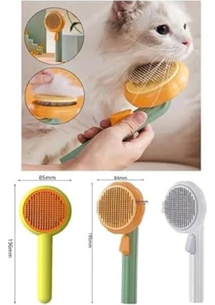 Kedi Köpek Otomatik Temizlenen Tuşlu Tüy Toplayıcı Tarak Basmalı Kedi Köpek Fırçası Evcil