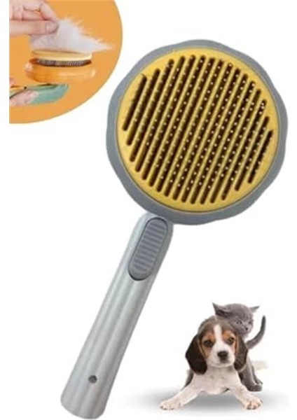 Kedi Köpek Otomatik Temizlenen Tuşlu Tüy Toplayıcı Tarak Basmalı Kedi Köpek Fırçası Evcil