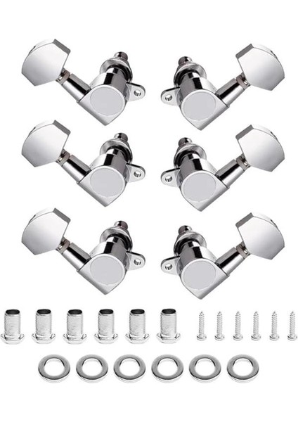 Midex Cb-60 Elektro Gitar Için Kaliteli Profesyonel Burgu Takımı Silver 1 Set