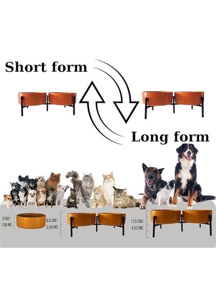 Metal Ayaklı Çift Taraflı Seramikten Evcil Hayvanlarınız Için Mama ve Su Kapları (Kirmizi)