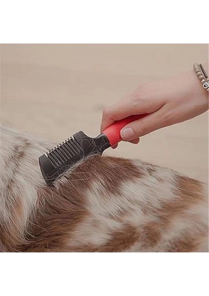 Tıraş Makineli Köpek Tarağı, Entegre Bıçak, Çift Fonksiyonlu, Iki Boyutta Plastik Dişler