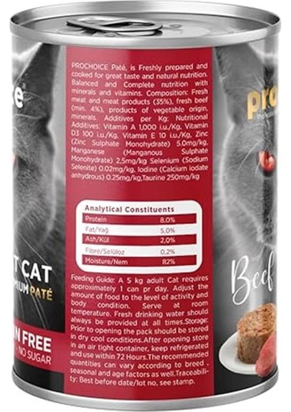 Kedi Yaş Mama, Yetişkin, Sığır Etli, 400 G