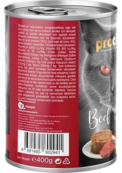 Kedi Yaş Mama, Yetişkin, Sığır Etli, 400 G