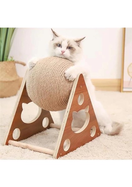 Ahşap Ipli Kedi Oyuncagi Topu Kedi Tırmalaması