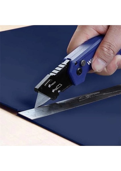 WP211008 Profesyonel Katlanır Çok Amaçlı Rötuş Maket Bıçağı + 10 Adet Yedek Bıçak