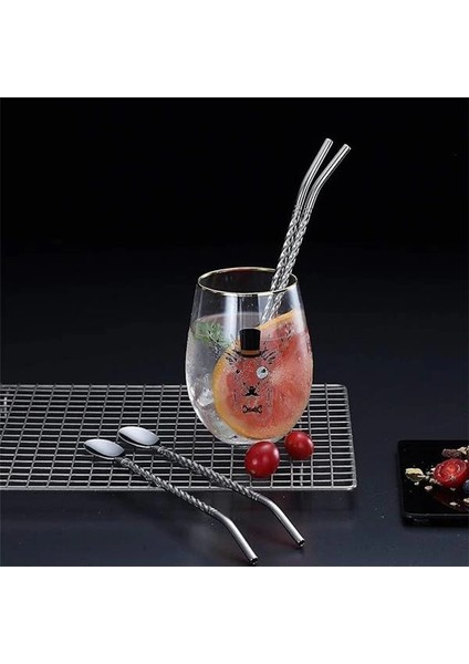 ® 7'li Paslanmaz Çelik Kaşıklı Metal Pipet Seti 6 Adet Pipet ve Pipet Temizleme Fırçası Cam Pipet modelleri