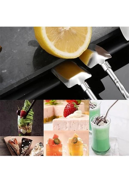 ® 7'li Paslanmaz Çelik Kaşıklı Metal Pipet Seti 6 Adet Pipet ve Pipet Temizleme Fırçası Cam Pipet indirimleri