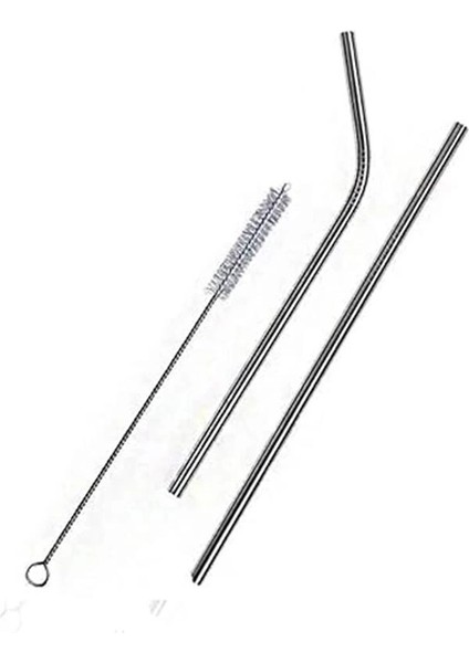 2'li Paslanmaz Çelik Pipet, Temizleme Fırçası, Metal Pipet fırsatları